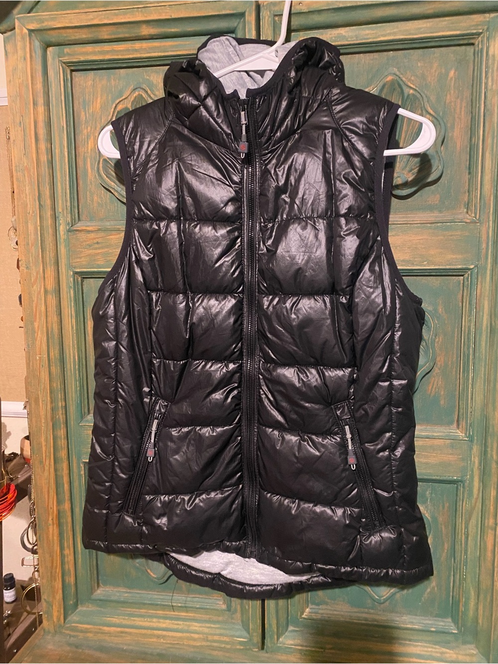 Tangerine Black Quilted Hooded Puffer Vest
